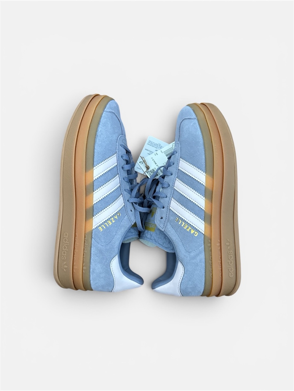 adidas Gazelle Platform Sneakers - Light Blue & Gum Brown